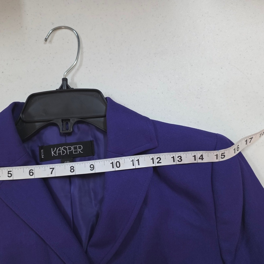 Kasper Petite Womens Purple 4-Button Pintuck Pleated Lined Blazer Jacket 6P - Picture 7 of 12